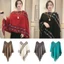Áo Poncho Mông Cổ từ Cashmere, Khăn Choàng Tua Rua Sọc Hình Thoi Phong Cách Dân Tộc, Mềm Mại Ấm Áp