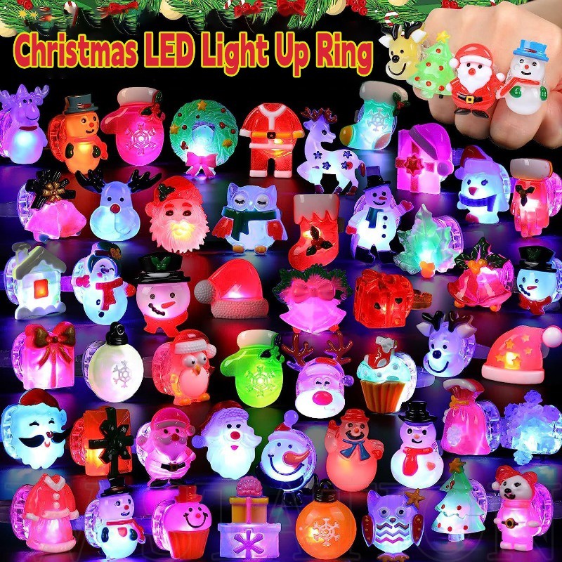 Hoạt Hình Nhẫn Có Đèn led Phát Sáng Hình Ông Già Noel / Ông Già Noel / Tuần Lộc Giáng Sinh Dễ Thương