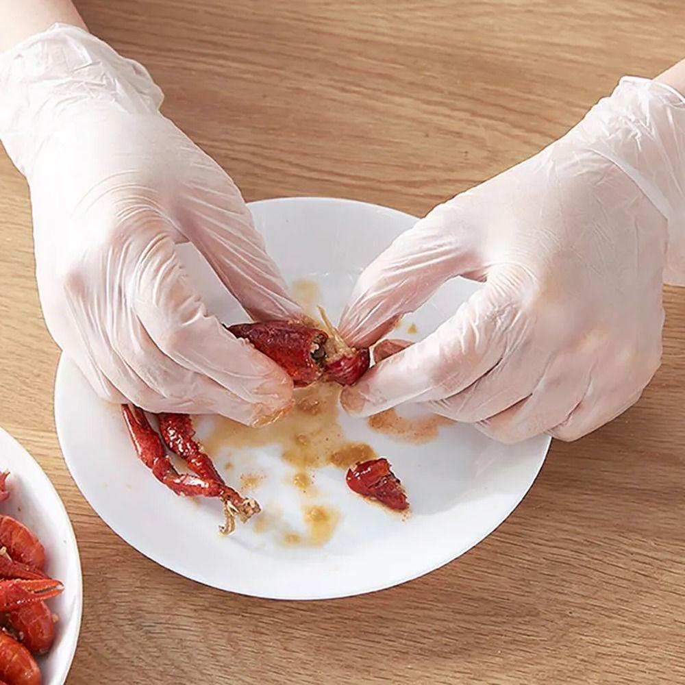 Găng tay làm sạch NEAVERLER 100 chiếc, Găng tay dùng một lần TPE an toàn làm việc bằng axit, Găng tay cao su không trượt trong suốt