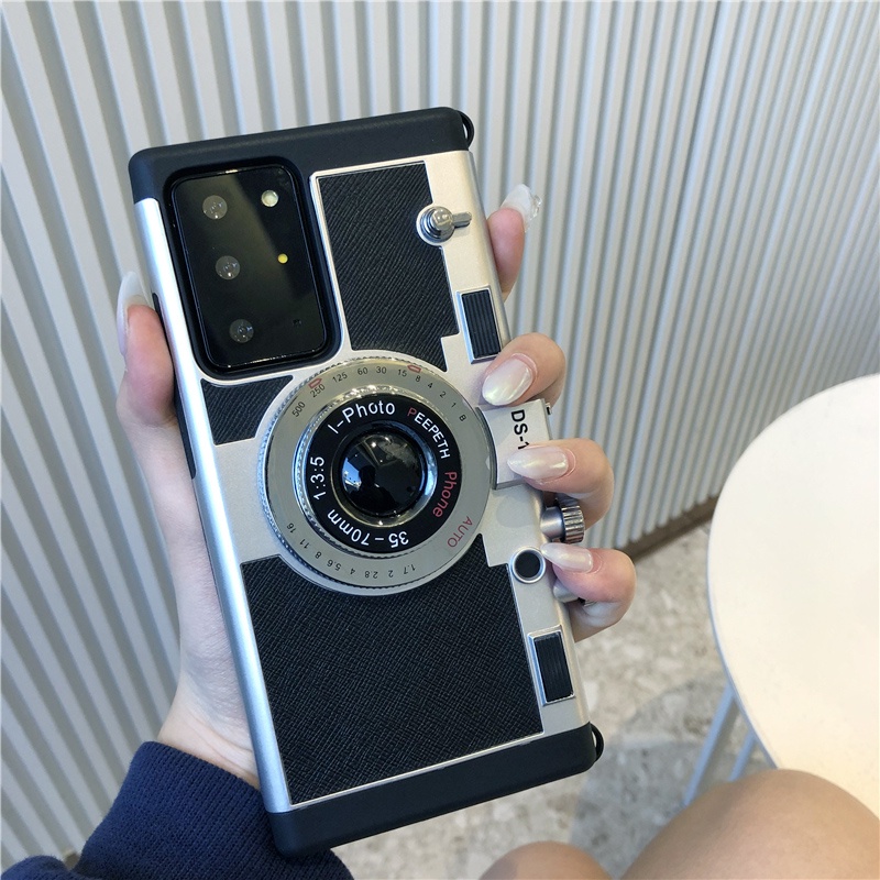 Retro Sang Trọng Sáng Tạo 3D Camera Đeo Ngang Cổ Dây Dành Cho Samsung Galaxy S26 S25 S24 Ultra S22 S23 Ultra S21 S22 Plus A35