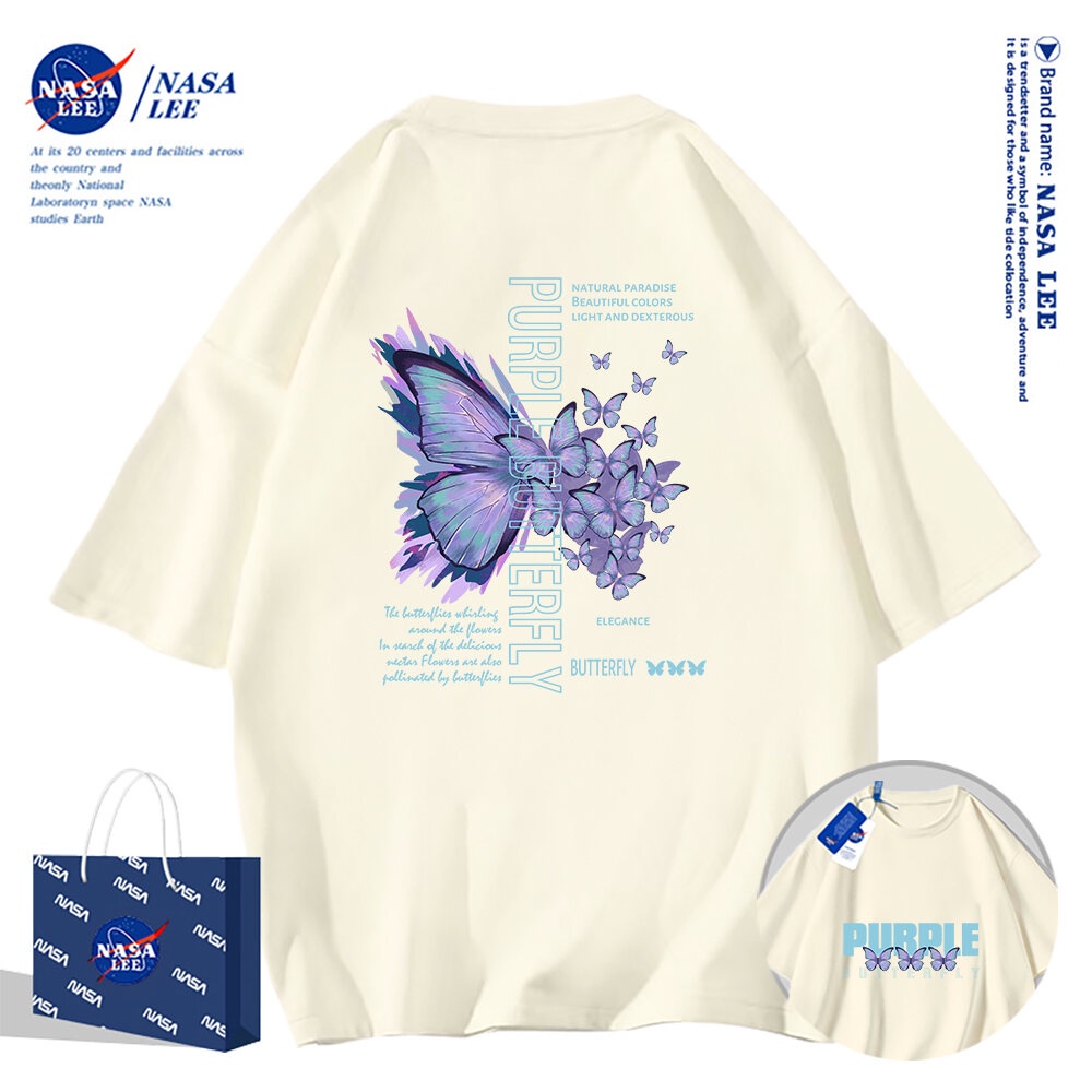 🔥Hàng có sẵn🔥Áo Thun Ngắn Tay Nasa – Cotton Nguyên Chất, Phong Cách Mới Mùa Hè 2024, Dành Cho Nam, Thanh Niên