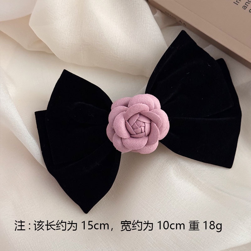 Kẹp Tóc Hình Hoa Trà Bằng Nhung Màu Hồng Xinh Xắn Cho Nữ