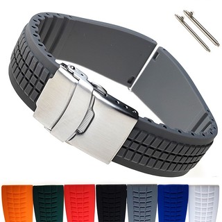 Dây Đeo Đồng Hồ Bằng Cao Su silicone Mềm 20mm 22mm Tháo Gỡ Nhanh Chống Nước Cho Nam