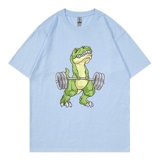 Áo Thun Nam Mùa Hè Chất Lượng Cao Khủng Long Cử Tạ T Rex Tập Gym Tập Luyện Deadlift 100% Cotton Áo Quá Khổ Dạo Phố
