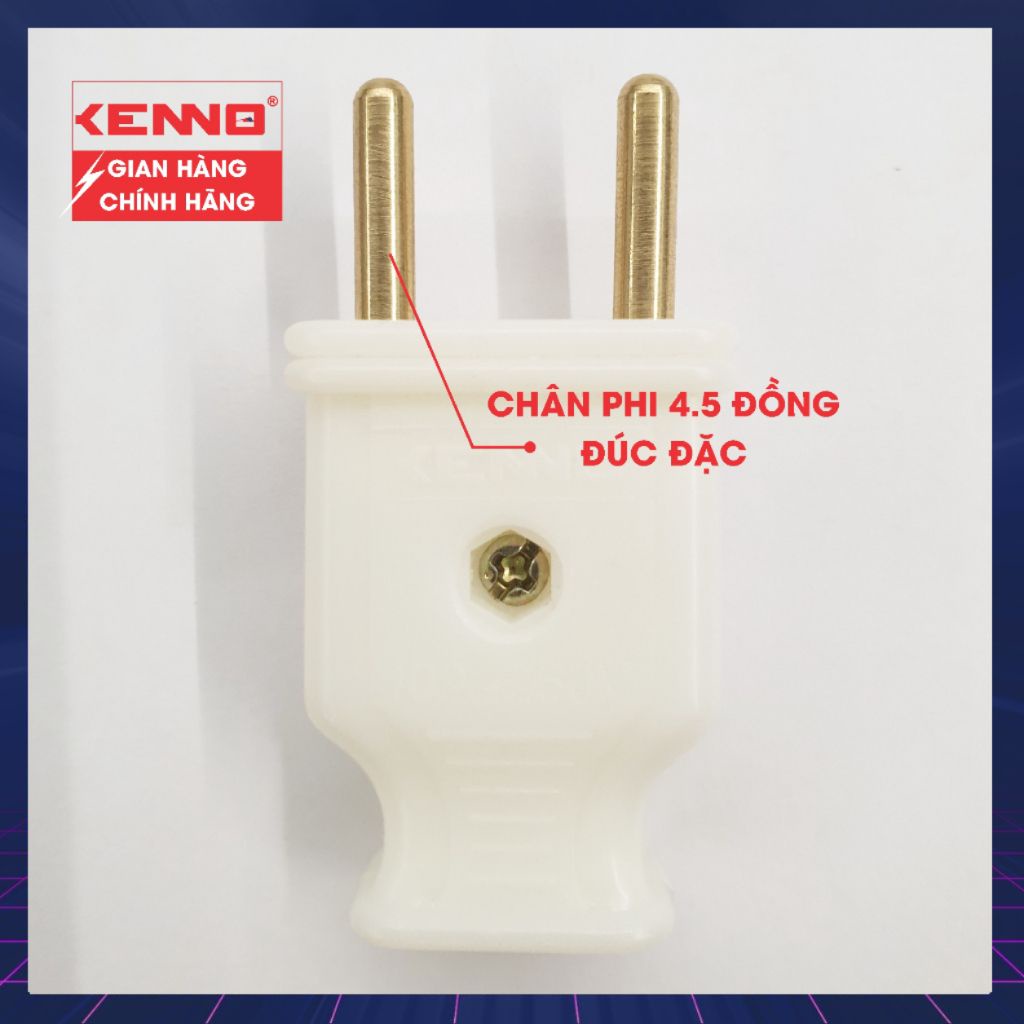 Phích cắm chịu tải Qled/Kenno công suất 2000W màu trắng Chân phích 4.5mm