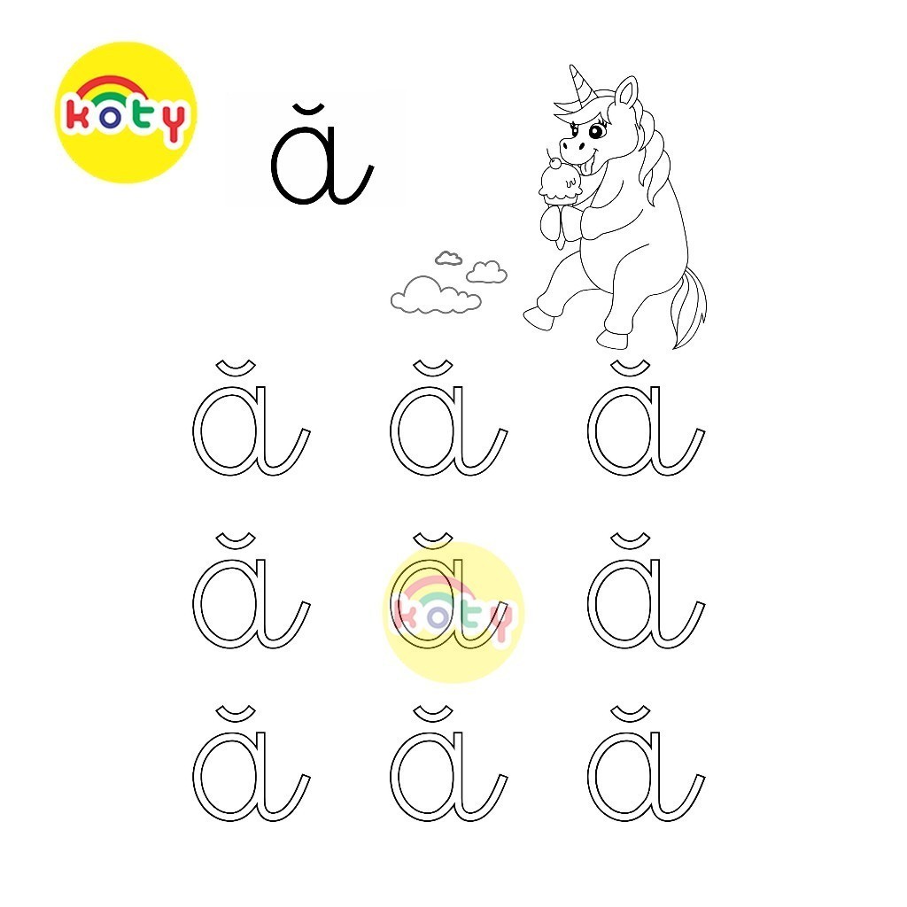  Bộ 29 Tranh Tô Màu Bảng Chữ Cái In Thường Tiếng Việt - Học Liệu Cho Bé Illustration 