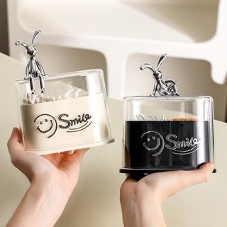 hộp đựng tăm bông tăm xỉa răng 2 ngăn hình thỏ Bunny phong cách hiện đại