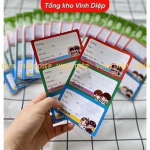 Tệp 15 nhãn vở học sinh được cắt dán sẵn, nhiều hình mẫu cute