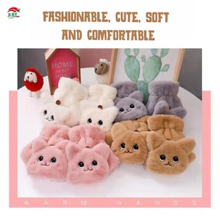 Găng tay thời tiết lạnh dành cho nữ Găng tay nửa ngón tay ấm áp có thể chuyển đổi cho mèo đáng yêu