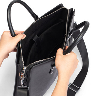 Cặp da nam công sở cao cấp FTT Leather chất liệu da bò Taiga phối khóa dọc T097TG-BL