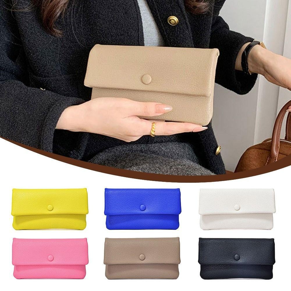 Thẻ tín dụng WOAY Holoder, Ví dài nhiều thẻ, Ví đựng tiền xu bằng da PU màu trơn thời trang