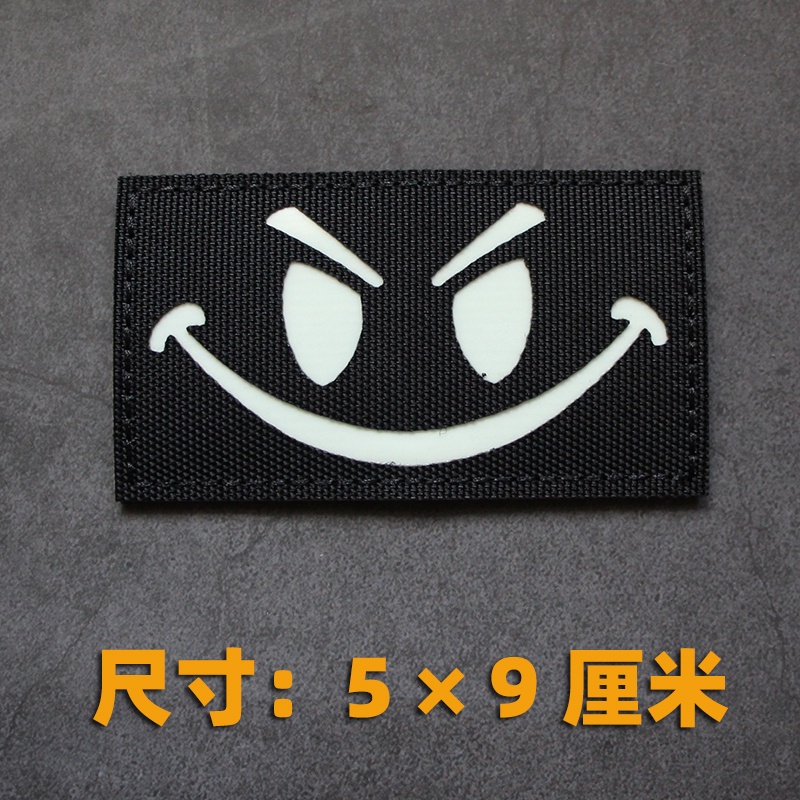Velcro Băng Tay Ác Nụ Cười Mặt Miếng Dán Phản Quang Mặt Cười Đạo Đức Huy Hiệu Dạ Quang Ba Lô Áo Khoác Miếng Dán