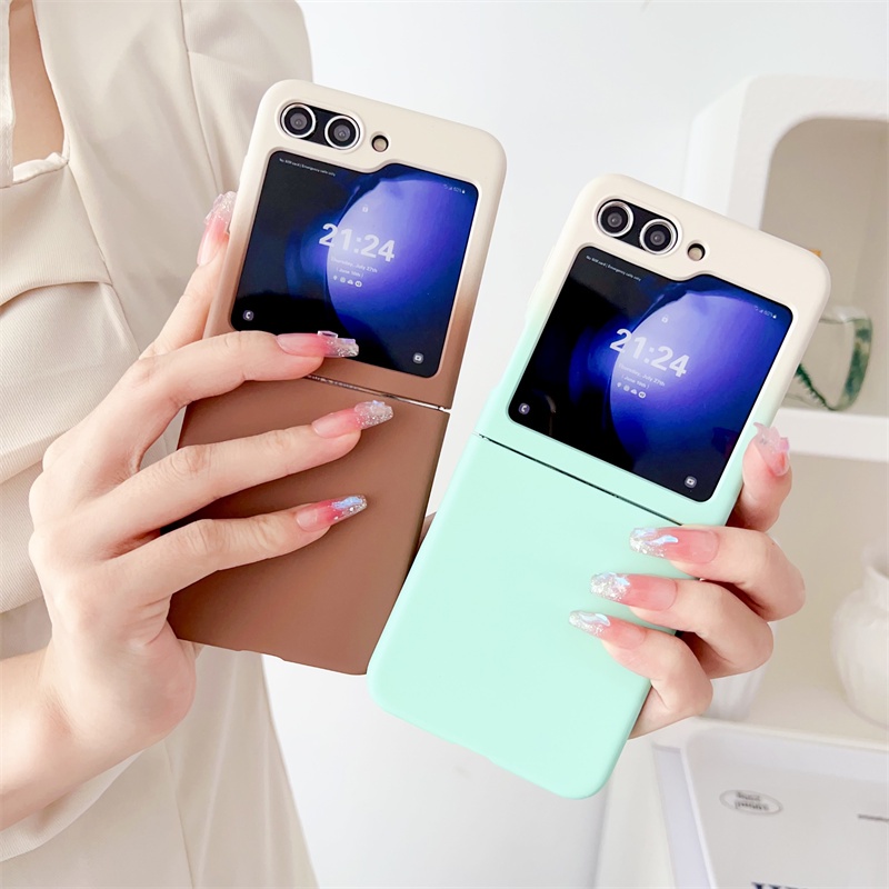 Bao Da Điện Thoại Nắp Lật Màu gradient Thời Trang Cho samsung galaxy z flip 5 4 3 5g flip5 flip4 flip3 Ốp