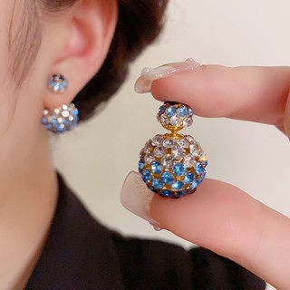 Bông Tai Hai Mặt Hình Quả Cầu Kim Cương Lấp Lánh Siêu Cao Cấp Màu Sắc Hai Mặt Trước Và Sau Phong Cách Thanh Lịch