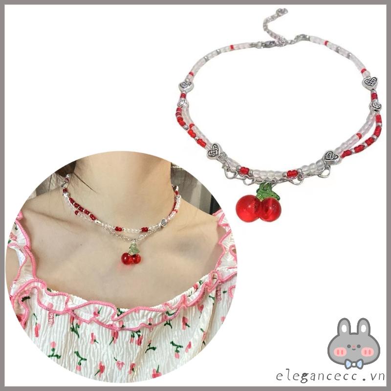 Vòng Cổ Chuỗi Hạt Hình cherry Thời Trang Hàn Quốc Ngọt Ngào Cho Nữ