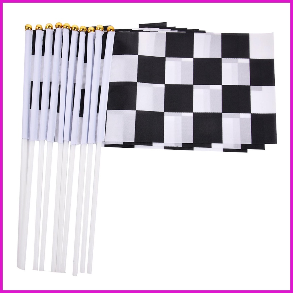 Bộ 10 Lá Cờ Ca Rô Đen Trắng mini Kèm Que abs 5.5X8.3Inch lyuvn | Shopee ...