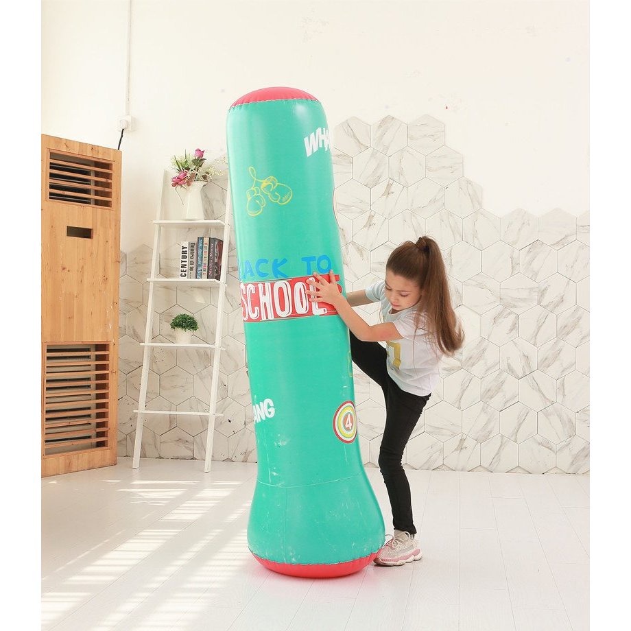 Bao trụ đấm bốc đấm bốc cho bé bộ boxing tự cân bằng cho bé cao 1m2 bơm hơi chất cao su tặng kèm bơm KIDSTORE