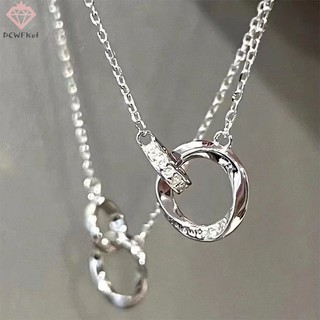 [pcwfkef] Vòng cổ Cặp Đôi Bằng Đá Zircon Hình Tròn Phong Cách punk Ngọt Ngào Mới