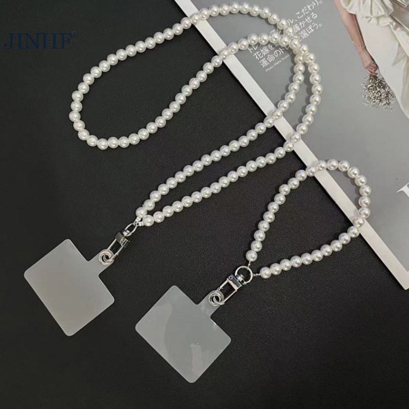 Jinf Dây Đeo Chéo Cổ Chuỗi Ngọc Trai Chống Thất Lạc Cho Điện Thoại Di Động