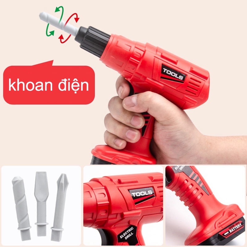 42 Đồ Chơi Dụng Cụ Sửa Chữa Cho Bé Cụ Trẻ Em Kỹ Sư Cơ Khí Khoan Điện Chơi ,Đồ Chơi Trí Tuệ