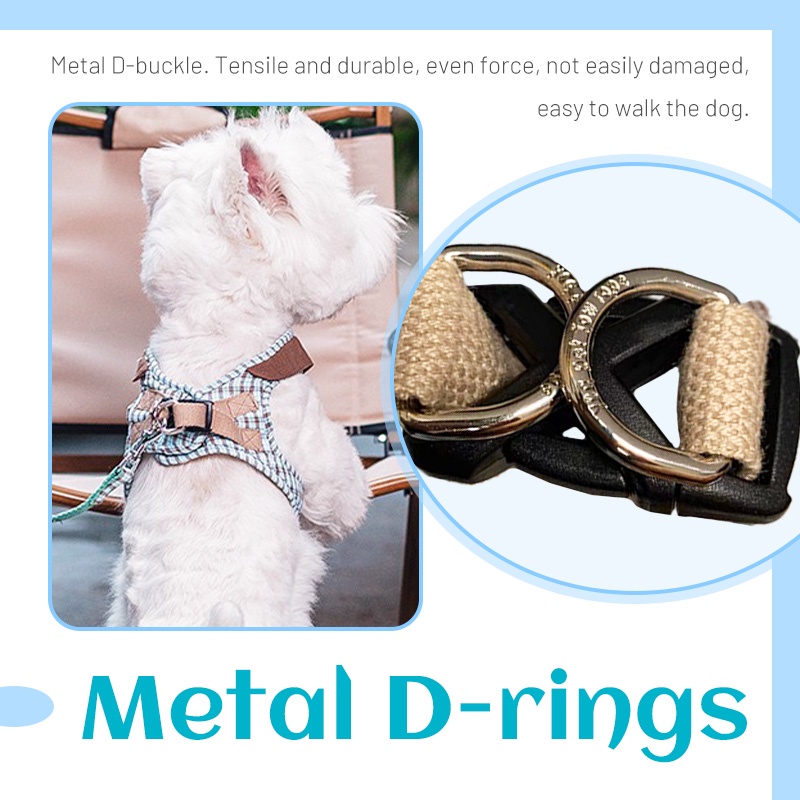HamshMoc Bộ dây nịt và dây xích chống đầy đặn cho chó Dây dắt thú cưng có thể điều chỉnh Dây dẫn chó bền thoáng khí có tay cầm điều khiển dễ dàng cho chó nhỏ vừa