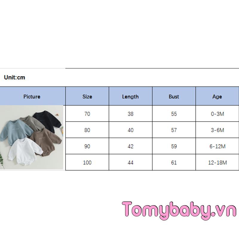 Bé Trai Áo Liền Quần Thời Trang Dài Tay Cổ Tròn Thêu Chữ Sơ Sinh Body