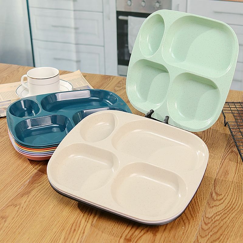 Đĩa chia bốn ngăn 211 cho bé, đĩa ăn giảm cân, bộ đồ ăn một người, lưới bốn ngăn