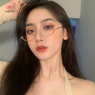 Mắt Kính Nửa Gọng Kim Loại Không Tròng Kèm Dây Xích Cổ Điển Cho Nữ Mới