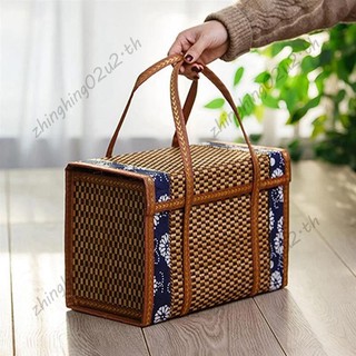 Giỏ dệt dã ngoại Mây cỏ có thể gập lại Giỏ tre