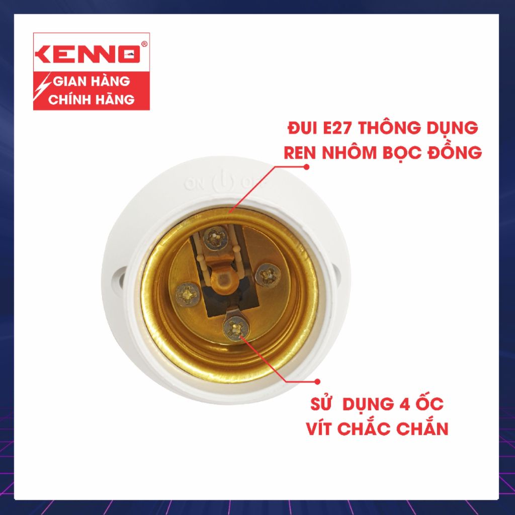 Đui Đèn Thông Minh 2 Chế Độ (Vát + Thẳng) Qled/Kenno gắn tường chuẩn E27