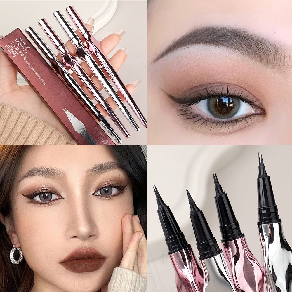 Bút Kẻ Lông Mày Dạng Lỏng 2 Ngòi Siêu Mỏng Tiện Dụng ​Bút Kẻ Lông Mày Dạng Phẩy Sợi Chất Lượng Cao ​Bút Chì Kẻ Lông Mày Màu Đen / Nâu Tự Nhiên ​Phấn Mắt Trang Điểm Lâu Trôi Chống Thấm Nước