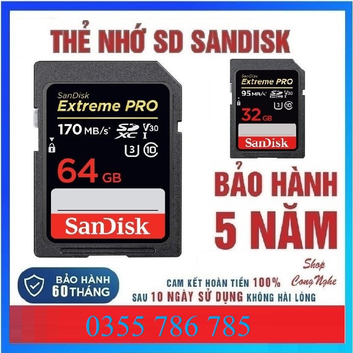 Thẻ Nhớ SD Extreme Pro upto 170MB/sO 16gb 32gb 64gb 128gb Tốc Độ Cao ...