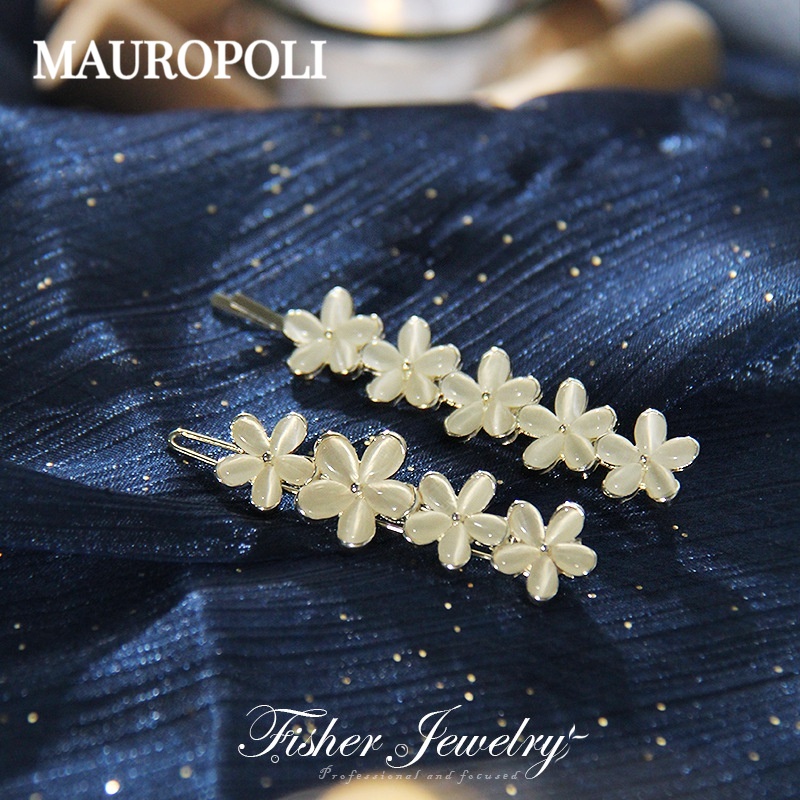 Mauropoli [Sẵn Sàng] Kẹp Tóc Hợp Kim Phong Cách Mới Đầu Lưng Nổ Tóc Opal Kẹp Hoa Nhỏ Nữ