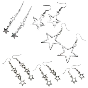 Yoo 6 Đôi Bông Tai Pentagram Mặt Dây Chuyền Ngôi Sao Nhỏ Giọt Nhẫn Tai Cho Tai Nhạy Cảm