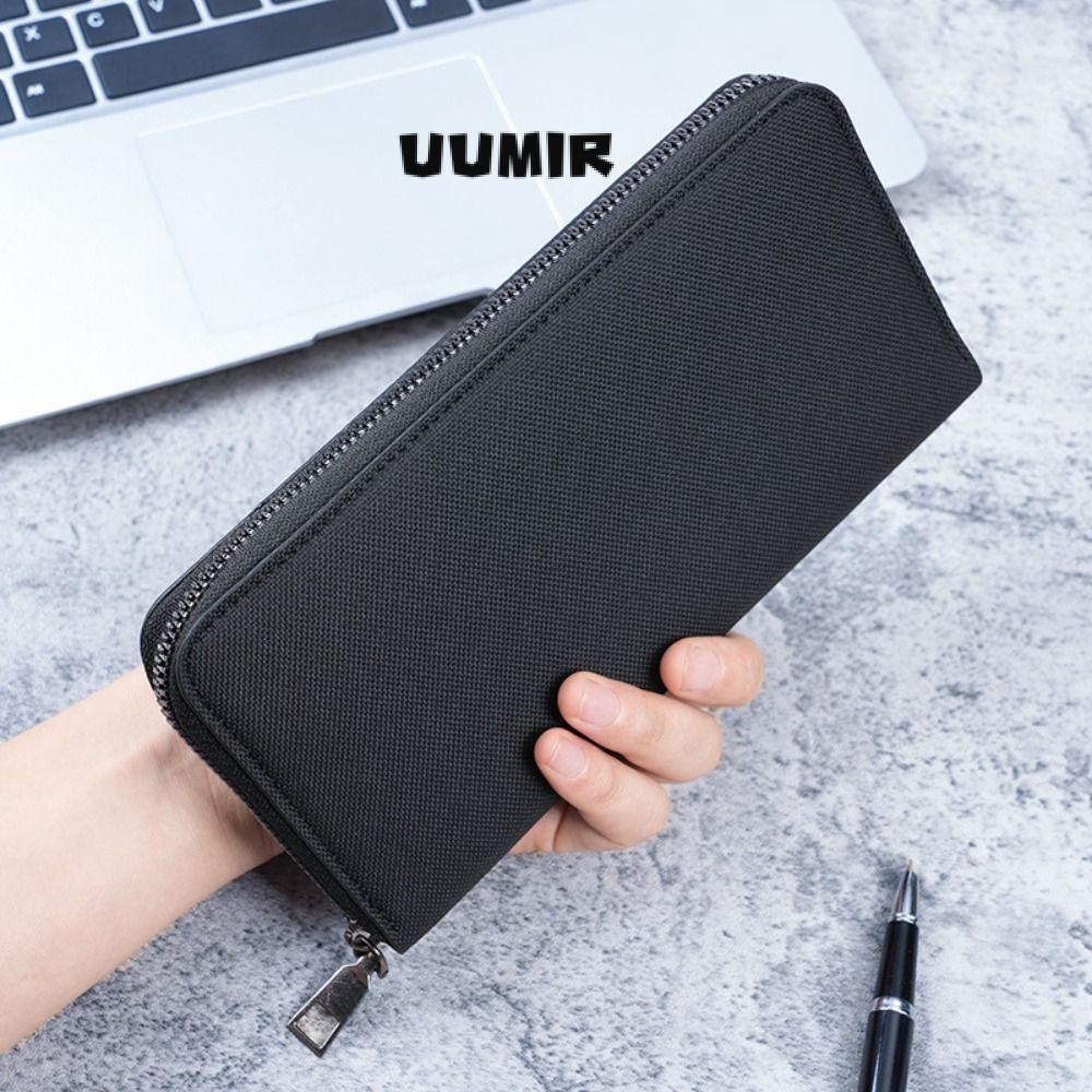 Ví dài nam UUMIR, Túi xách công sở dung tích lớn bằng vải Canvas, Hộp đựng thẻ nhiều khe có dây kéo