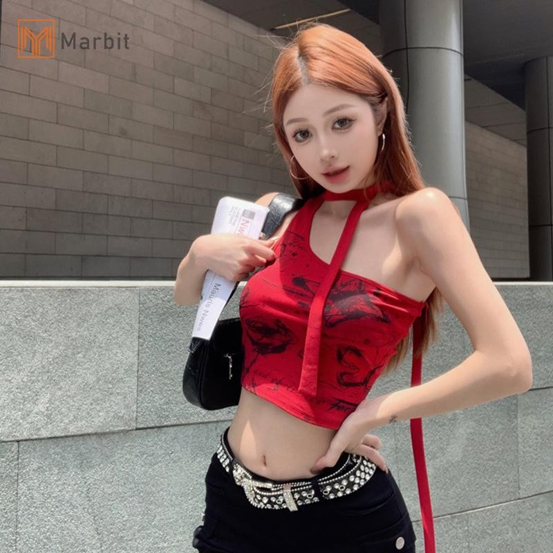 Marbit American Hottie Graffiti In một vai Áo hai dây mỏng có đệm ngực Mới
