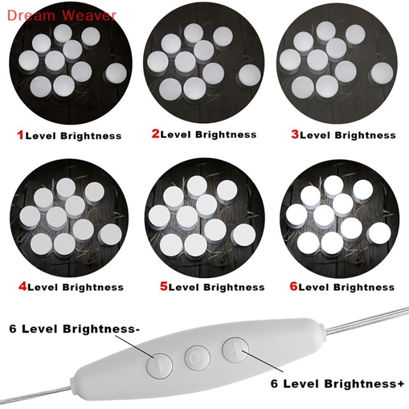 [Dream] Bóng đèn LED phong cách Holly Bàn trang điểm Vanity Bộ đèn gương USB mới