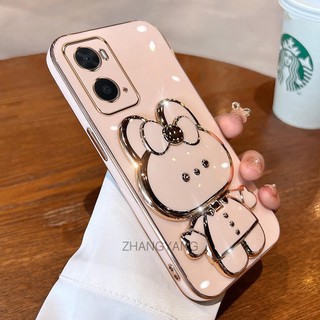 ốp lưng oppo a36 a96 a76 Ốp Điện Thoại TPU Silicon Mềm Mạ Điện Gắn Gương Trang Điểm Hình Thỏ 3D Cho oppo a36 a96 a76