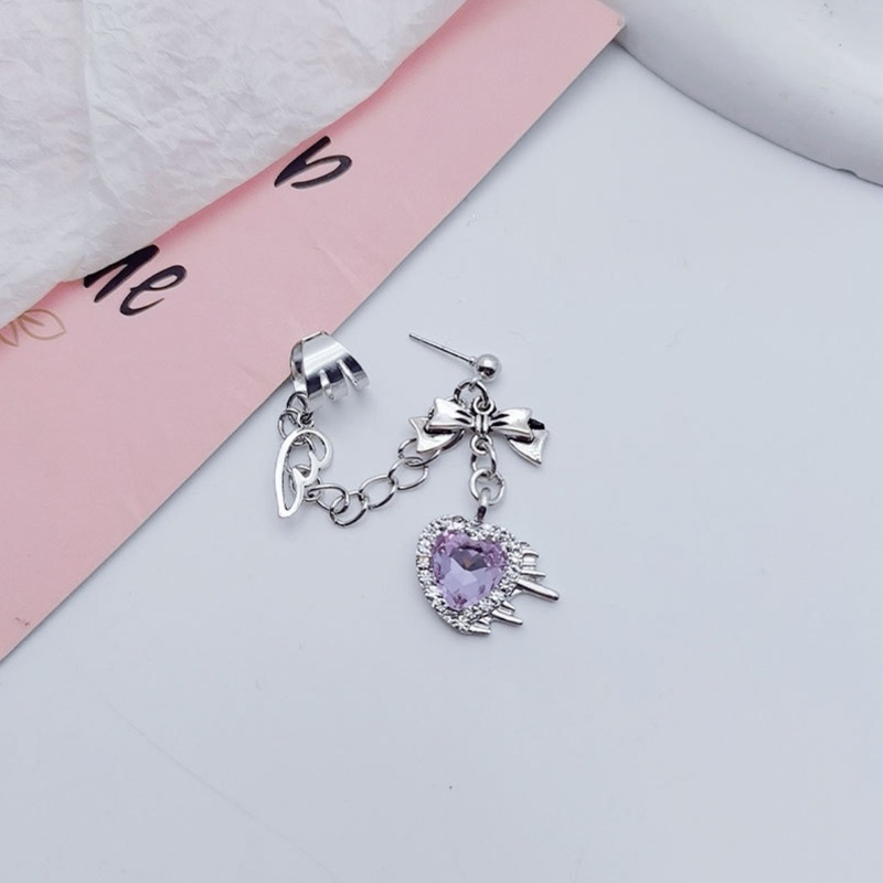Bông Tai Trái Tim Dây Xích Phong Cách Punk Gothic Zircon cho Nữ