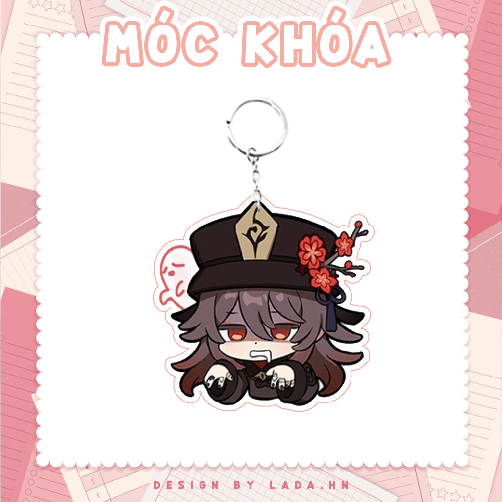Móc khóa mô hình standee đứng để bàn Hutao Genshin Impact Lada anime đáng yêu chibi trang trí quà tặng