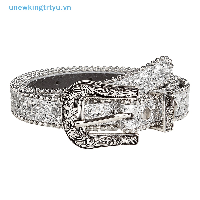 Unewtyu Thời Trang Kim Cương Giả Thắt Lưng Nữ Dây Da Cho Kim Cương Giả Thắt Lưng Cao Bồi Phương Tây Y2K Bé Gái Dây Thời Trang Cho Quần Jean Nam VN