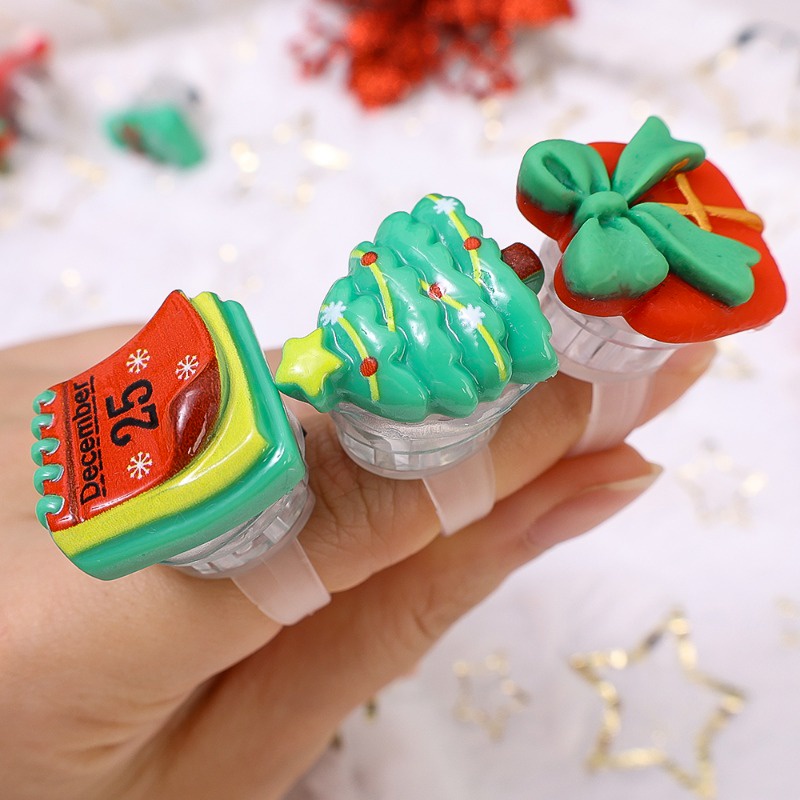Hoạt Hình Nhẫn Có Đèn led Phát Sáng Hình Ông Già Noel / Ông Già Noel / Tuần Lộc Giáng Sinh Dễ Thương