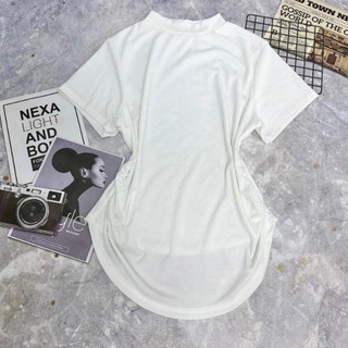 Áo thun bigsize nữ cổ lọ tay ngắn chiết eo 2 bên dáng ôm dành cho nàng chuppy phong cách đơn giãn  G202