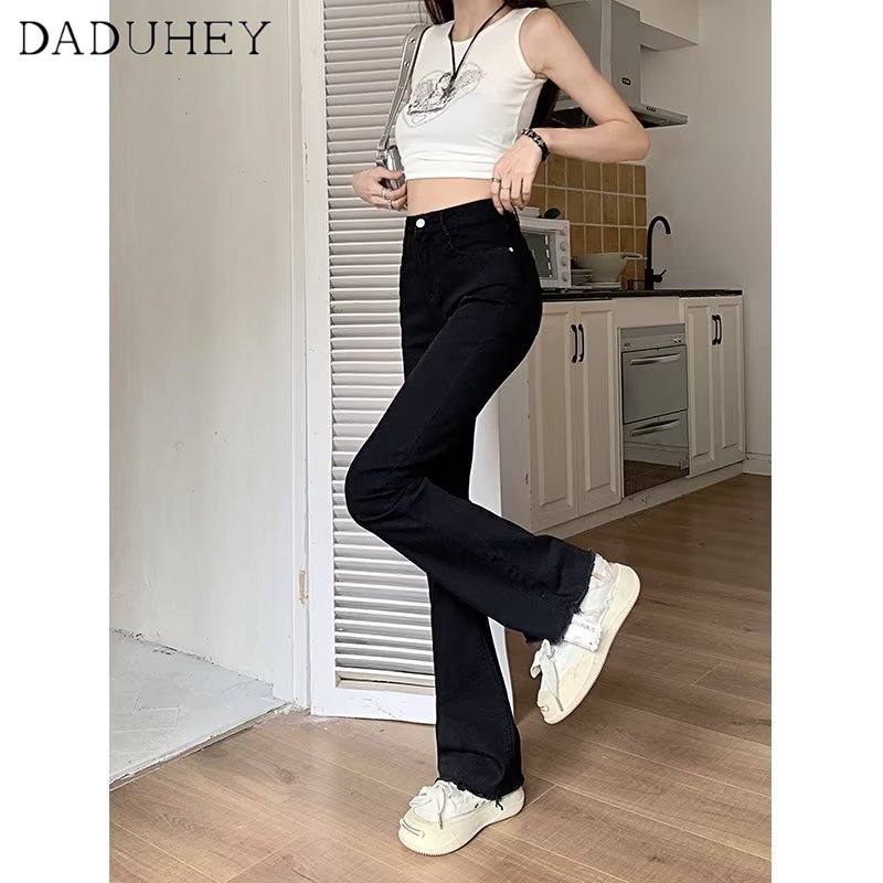 Ảnh Quần jean DADUHEY ống loe cạp cao dáng rộng phong cách đường phố Mỹ cổ điển cao cấp plus size 3