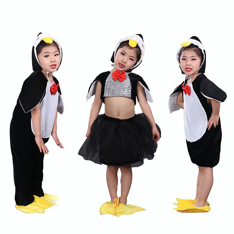 💕Chỗ💕 Quần Áo Trẻ Em Động Vật Múa Trang Phục Quần Áo Cho Bé Gái 3 Đến 14 Tuổi Chim Cánh Cụt Trang Phục Mới Lạ Halloween Giáng Sinh