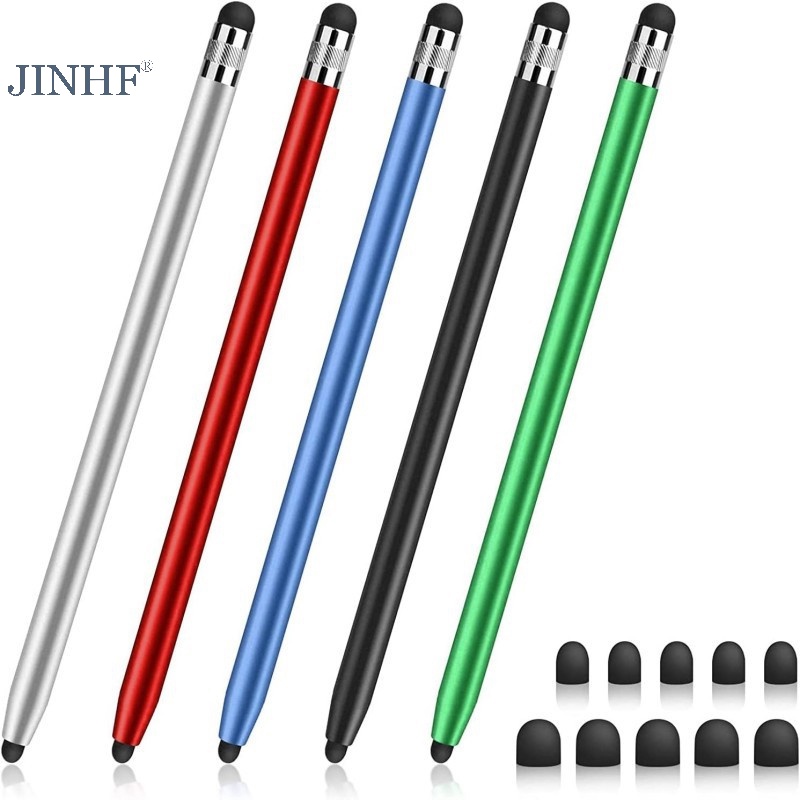 JINHF Chất Lượng Cao Đa Năng Bút Chì Đôi Silicon Cảm Ứng Điện Dung Màn Hình Stylus Caneta Bút Điện Dung Cho Máy Tính Bảng Điện Thoại Thông Minh HOT