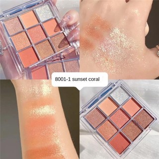 Bảng Phấn Mắt EBINLANDS 9 Màu, Bảng Phấn Mắt Màu Ngọc Trai Mờ, Trang Điểm Sáng Bóng Kim Sa Lấp Lánh Phấn Mắt Mỹ Phẩm