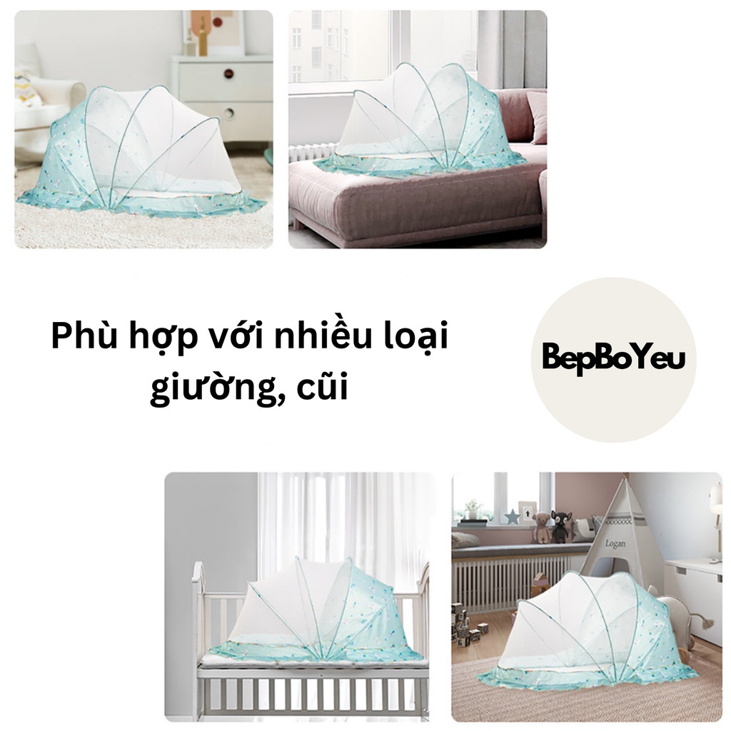 [Có sẵn] Màn mùng chụp cho bé, màn mùng chụp cho bé sơ sinh ,Mùng gấp gọn chống muỗi cho giường, nôi, cũi