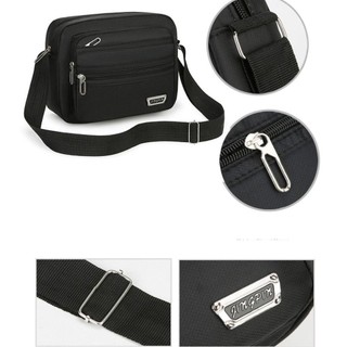 [COD] Túi đeo chéo nam NOOKSTORY, Túi đeo vai bằng vải 4 dây kéo / 6 dây kéo, Nylon thông thường Đen Nâu Xanh lục Hình chữ nhật Túi du lịch cỡ lớn