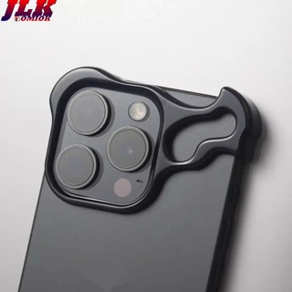 [JLK] Shape-Speciald Zinc Alloy Frameless Phone Case For iPhone 14 15 13 Pro Max Plus Lens Protection Metal Anti-Drop Protective Case